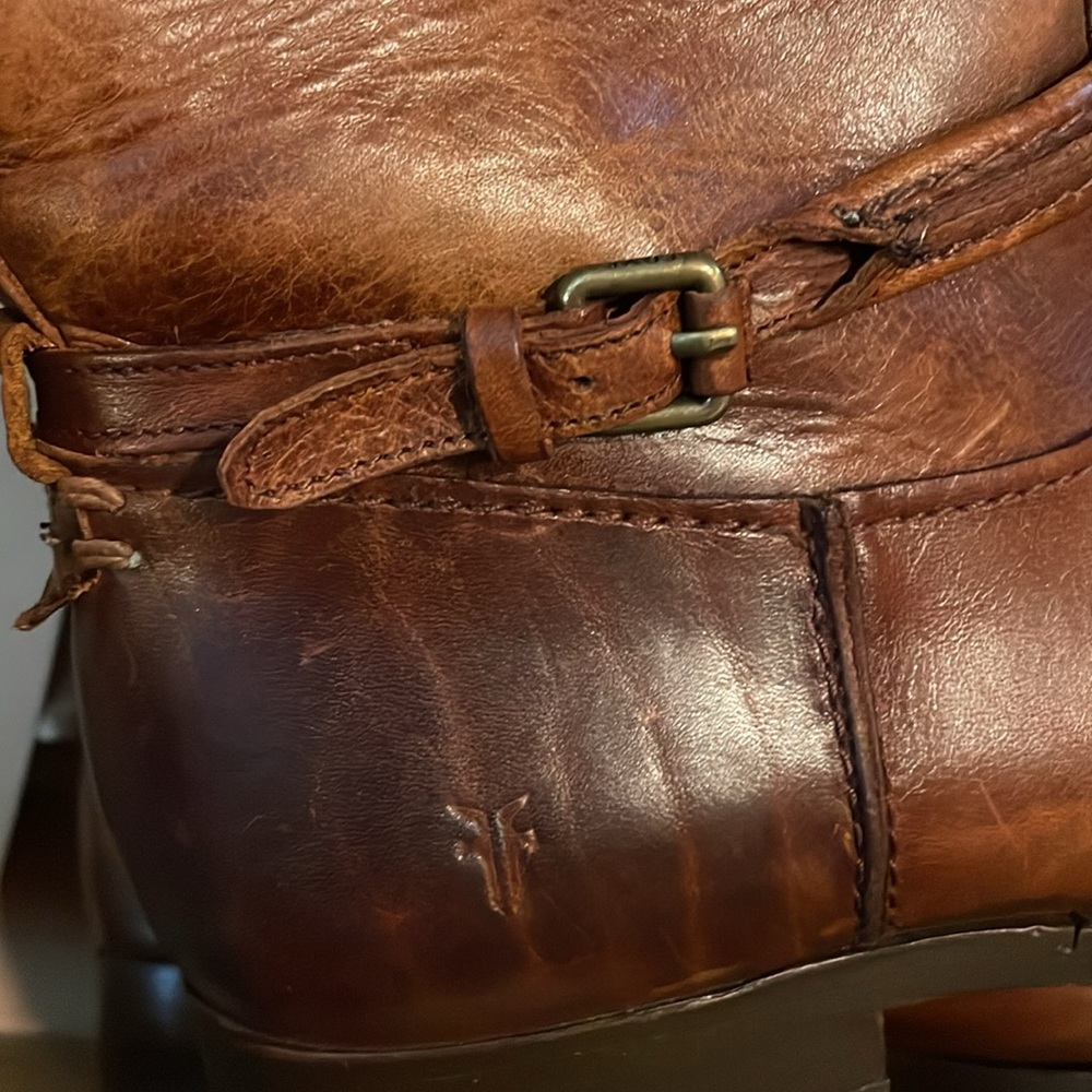 EUC Frye Melissa Seam Tall Boots Cognac Leather size 8B - Picture 9 of 10